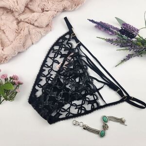 EXTRA LARGE {Victoria's Secret} Black {Hearts} Bikini Panty